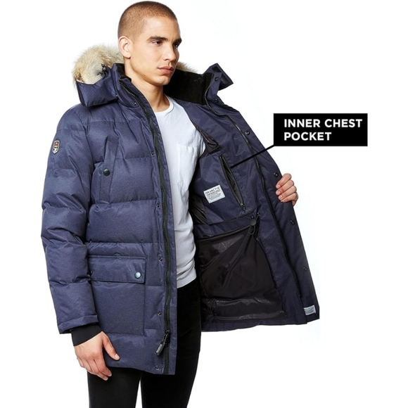 Triple F.A.T Goose Down Colburn Puffer Parka Jacket in Navy Blue Size Small NWT - Picture 3 of 16